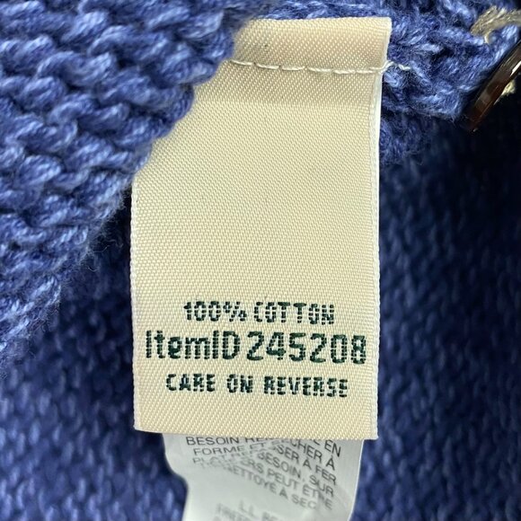 LL Bean Cardigan Sweater Women's Small Blue Marled Cotton Knit 245208 - Picture 6 of 9